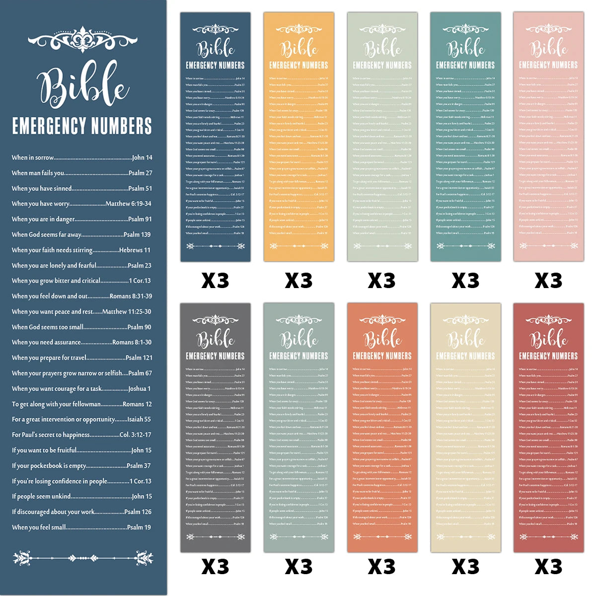 30 "Bible Emergency Numbers" Bookmarks